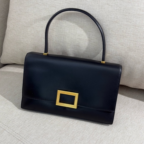 Hermes Handbags - SOLD - HERMÈS Black Box Calf Leather Top Handle Bag GHW